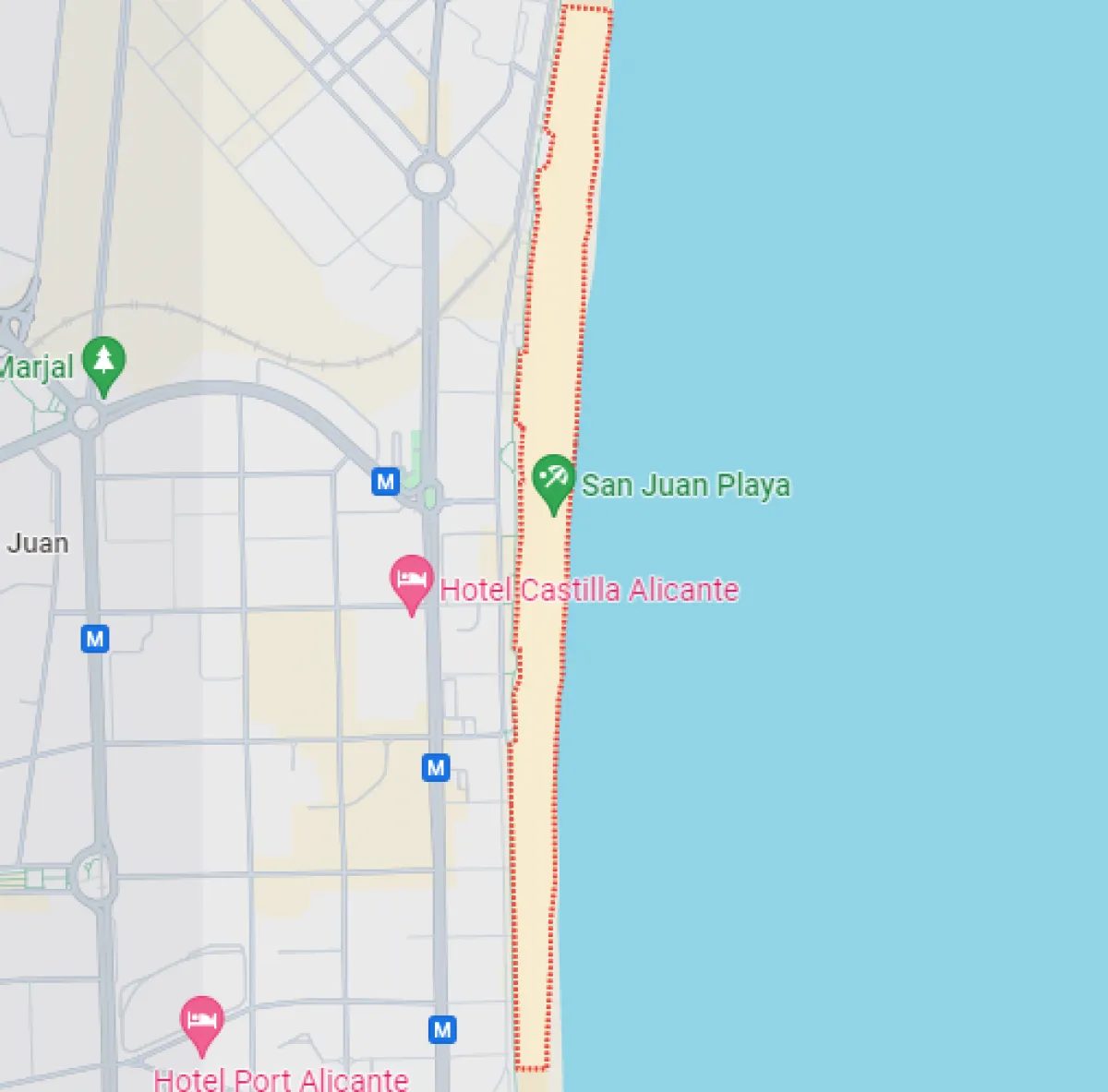 Playa del San Juan Alicante mapa