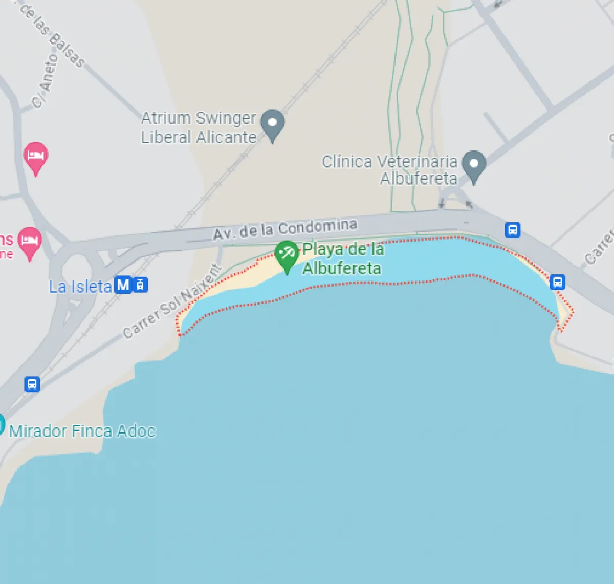 Playa de la Albufereta Alicante mapa