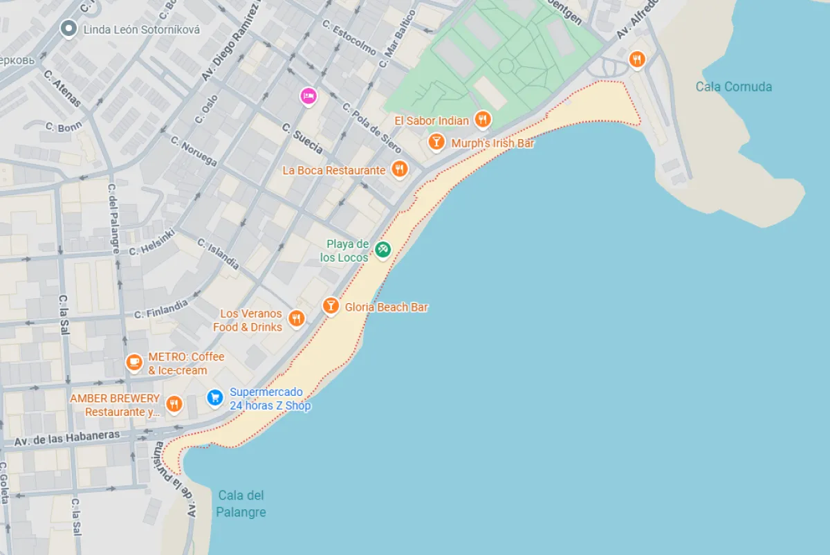 Plaża Locos Beach Torrevieja - Mapa